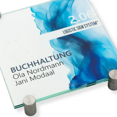 Türschild VITRUM K , Glasschild, Büroschild, Doppelglasschild